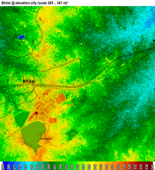Zoom OUT 2x Bhilai, India elevation map