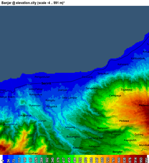 Zoom OUT 2x Banjar, Indonesia elevation map