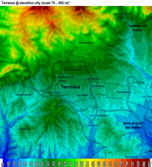 Zoom OUT 2x Terrassa, Spain elevation map