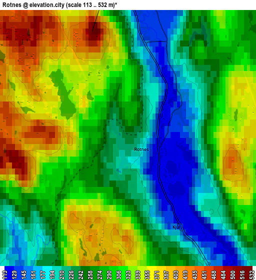 Zoom OUT 2x Rotnes, Norway elevation map