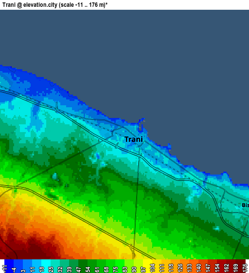 Zoom OUT 2x Trani, Italy elevation map