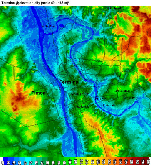 Zoom OUT 2x Teresina, Brazil elevation map