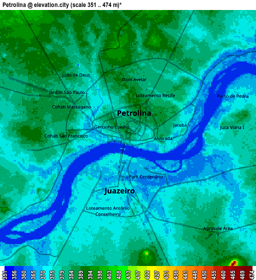 Zoom OUT 2x Petrolina, Brazil elevation map