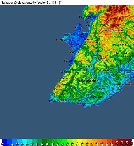 Zoom OUT 2x Salvador, Brazil elevation map
