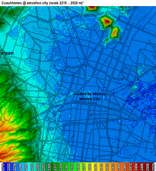 Zoom OUT 2x Cuauhtémoc, Mexico elevation map