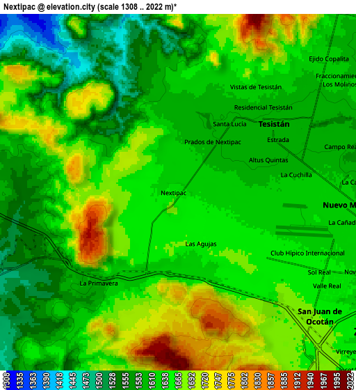 Zoom OUT 2x Nextipac, Mexico elevation map