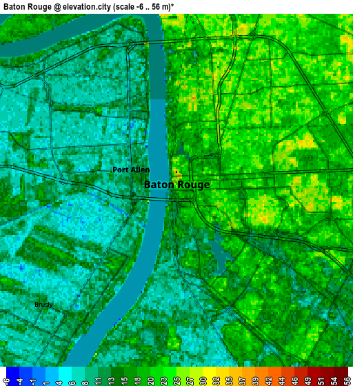 Zoom OUT 2x Baton Rouge, United States elevation map