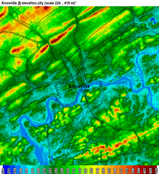 Zoom OUT 2x Knoxville, United States elevation map