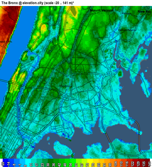 Zoom OUT 2x The Bronx, United States elevation map