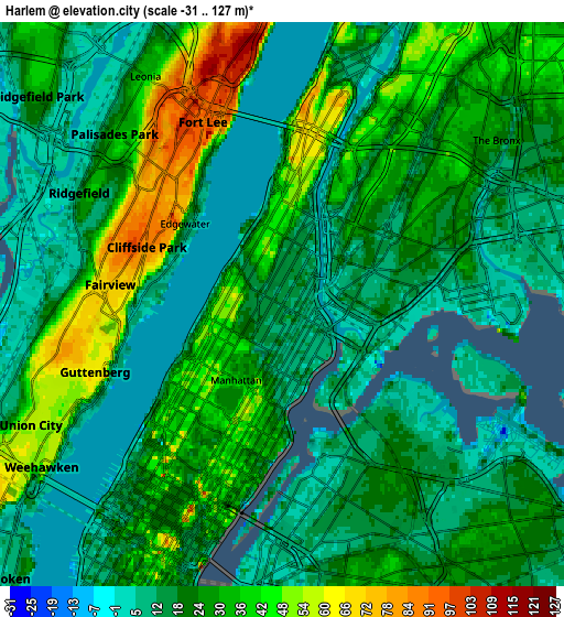 Zoom OUT 2x Harlem, United States elevation map