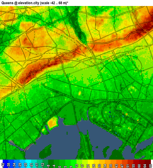 Zoom OUT 2x Queens, United States elevation map