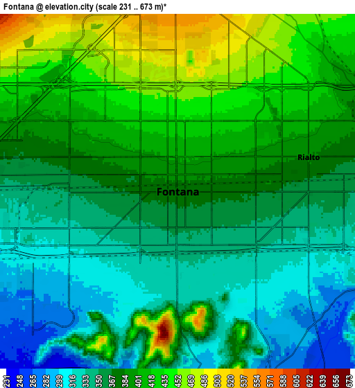 Zoom OUT 2x Fontana, United States elevation map