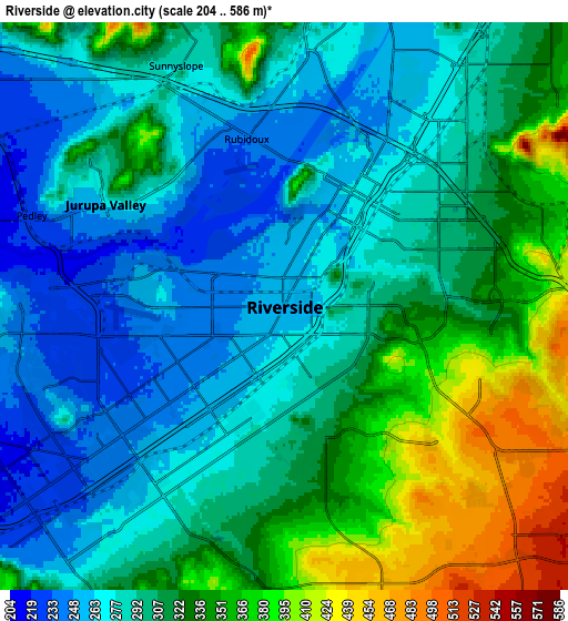 Zoom OUT 2x Riverside, United States elevation map