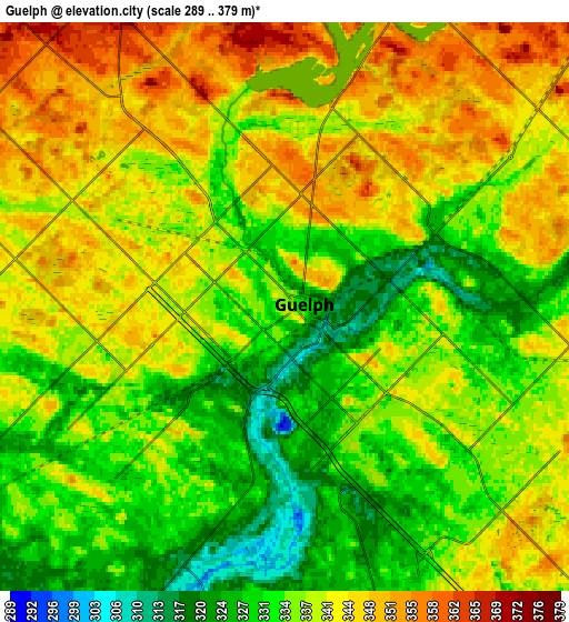 Zoom OUT 2x Guelph, Canada elevation map