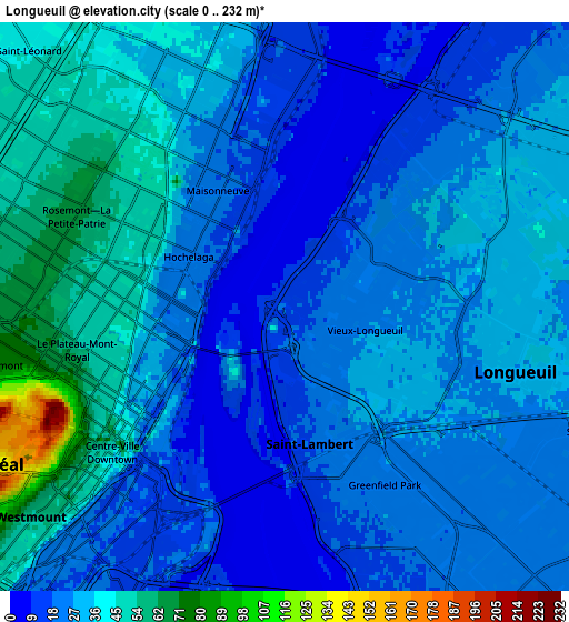 Zoom OUT 2x Longueuil, Canada elevation map