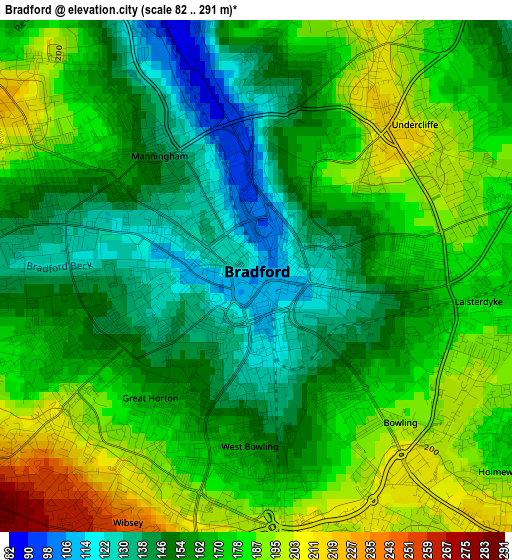 Bradford elevation map