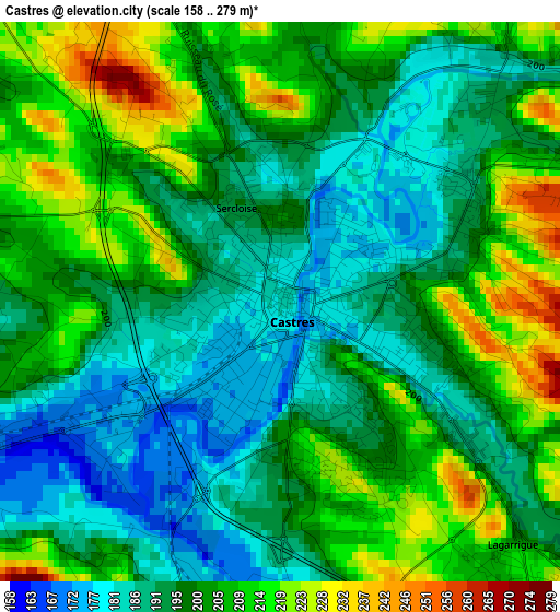 Castres elevation map