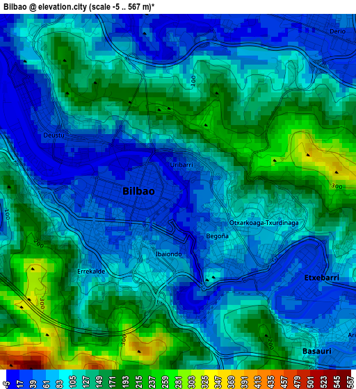 Bilbao elevation map