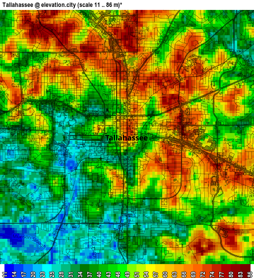 Tallahassee elevation map