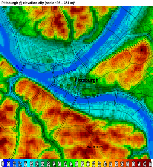 Pittsburgh elevation map