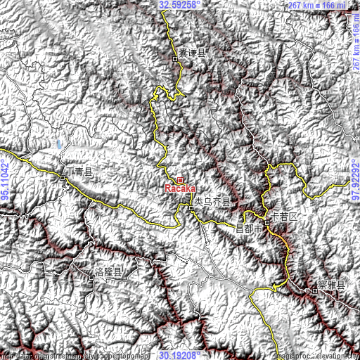 Topographic map of Racaka