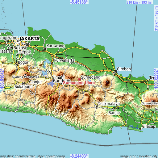 Topographic map of Sumedang Utara