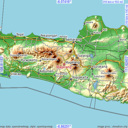 Topographic map of Magelang