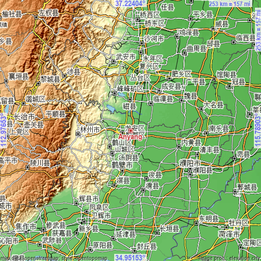 Topographic map of Anyang