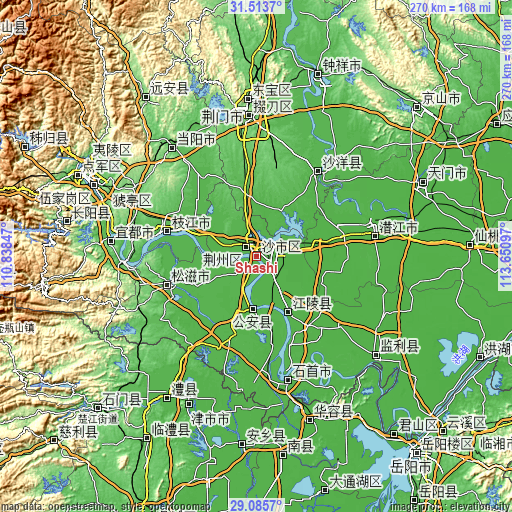 Topographic map of Shashi