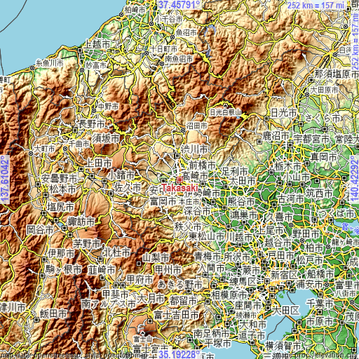 Topographic map of Takasaki