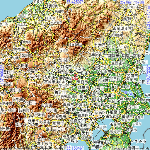 Topographic map of Ōta