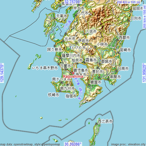 Topographic map of Kagoshima
