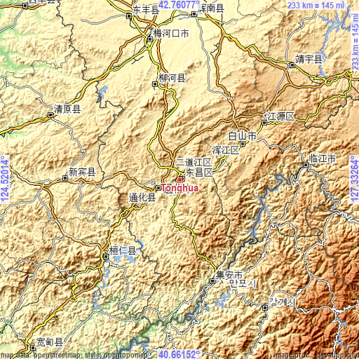 Topographic map of Tonghua