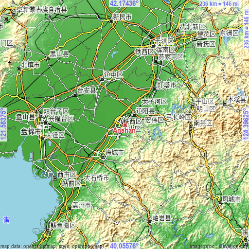 Topographic map of Anshan