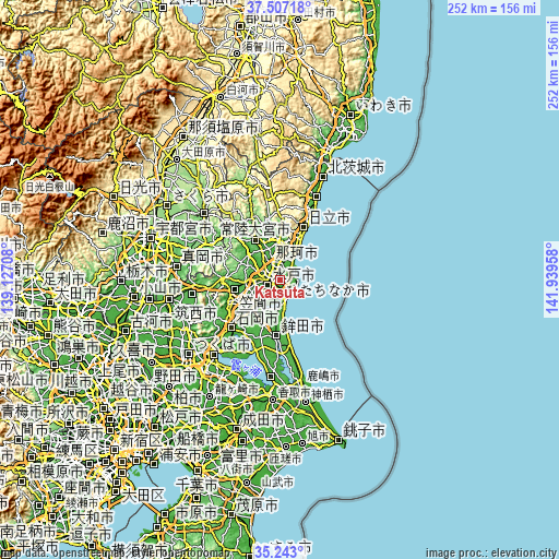 Topographic map of Katsuta
