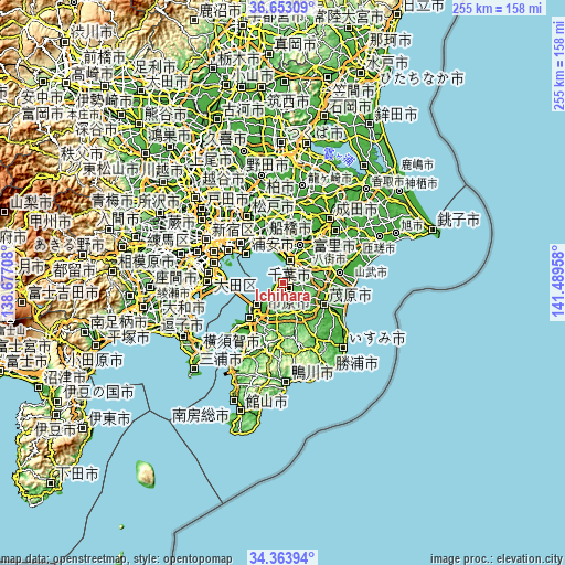 Topographic map of Ichihara