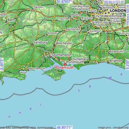 Topographic map of Portsmouth