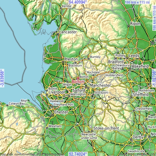 Topographic map of Bolton