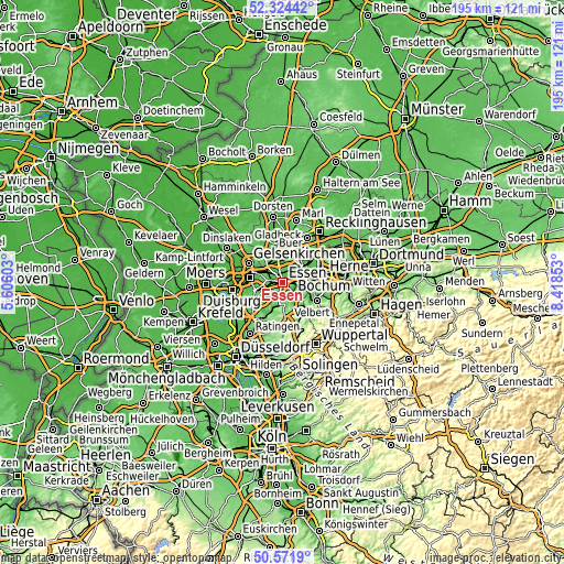 Topographic map of Essen