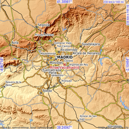 Topographic map of Rivas-Vaciamadrid