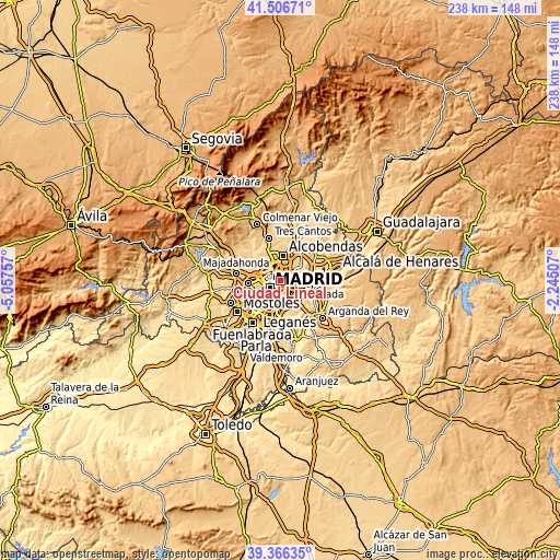 Topographic map of Ciudad Lineal