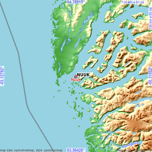 Topographic map of Nuuk