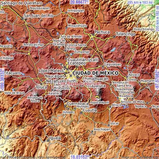 Topographic map of Los Reyes Acaquilpan