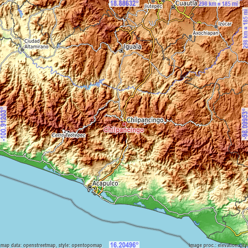 Topographic map of Chilpancingo