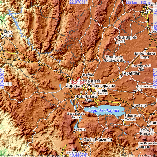Topographic map of Nextipac