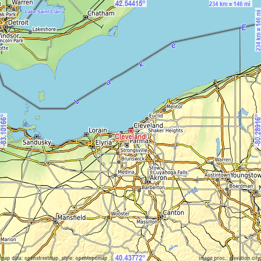 Topographic map of Cleveland