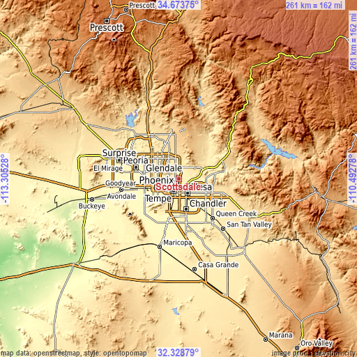 Topographic map of Scottsdale