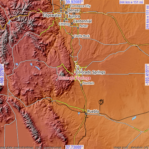 Topographic map of Colorado Springs