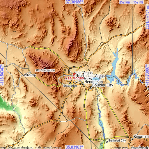 Topographic map of Las Vegas