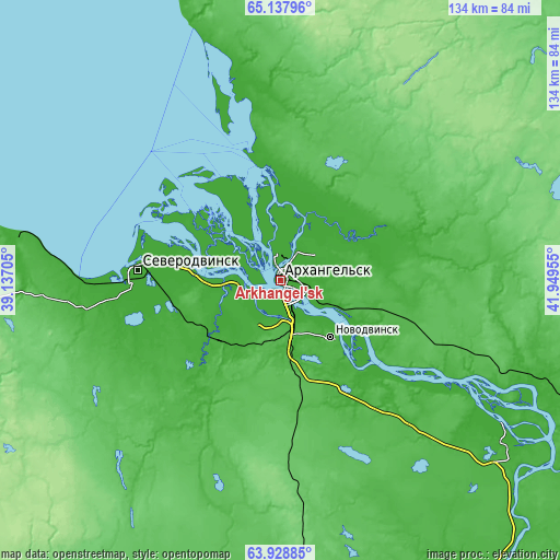 Topographic map of Arkhangel’sk